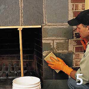 wipe off excess grout with wet sponge
