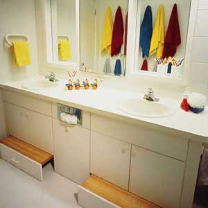 kid-friendly double sinks