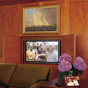 Flat-screen TV hidden by painting