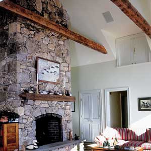 Gorgeous and exposed, a fireplace and chimney