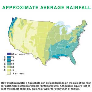 US average rainfall Map