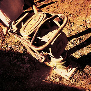 The ground is leveled and firmed with a 