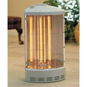 RADIANT HEATERS, like the Marvin 2060 ($69.95) above, generate infrared radiation to warm objects and people within the beam. 