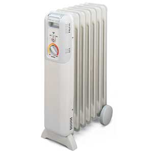 OIL-FILLED ELECTRIC radiators like this Lakewood 7096 ($59.99) take longer to heat up but provide even heating without whirring fans or red-hot elements. 