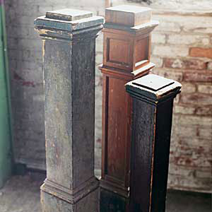 clean lines of square-topped newels are perfect for a new Colonial Revival