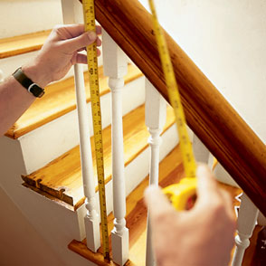 measuring the distance between stair spindles