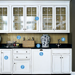 Bar with glass cabinets