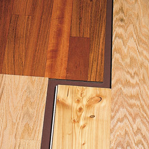flat-cut Brazilian cherry, rotary-cut red oak, flat-cut larch pine, flat-cut oak 
