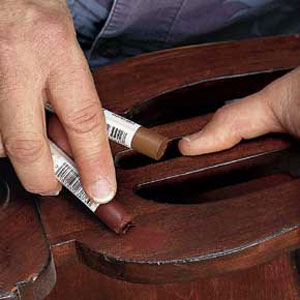 filling gouges with matching wax