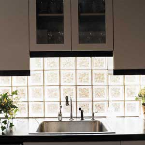 glass block sink backsplash