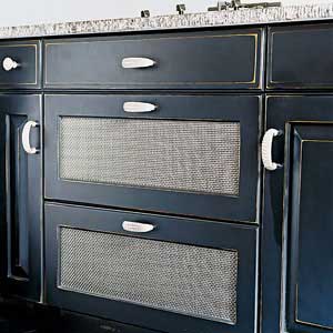 wire-mesh-fronted cabinet drawers 