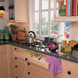 laminate countertop beside stove