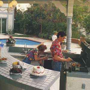 outdoor kitchen with a view