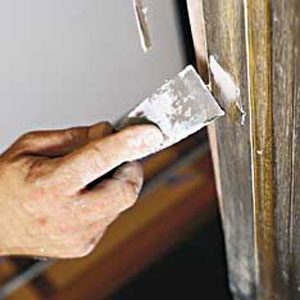 painting cabinets; surface prep; fill holes