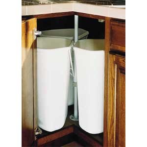 three-bin recycling accessory for base cabinet