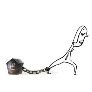 not my dream house illustration with house and chain