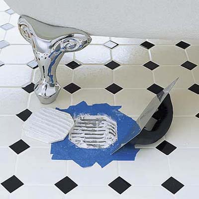 set the new tile using thinset mortar
