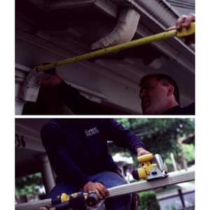 measure and cut the first length for a downspout
