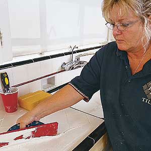cleaning tile grout