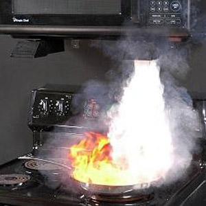 fire on a stovetop 