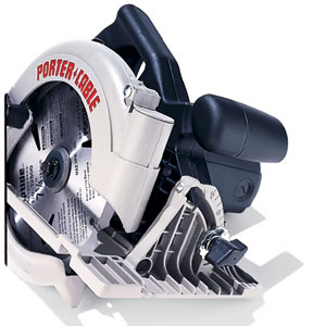 A Porter-Cable 347 circular saw with a cast-metal shoe