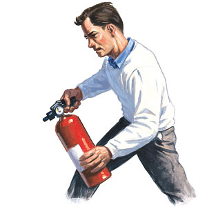 Aim the chemical at the source of the flames 