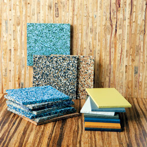 natural materials for walls, floors, and countertops