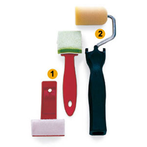 Painting Trim: 1. Trim pads: 2. A foam roller 