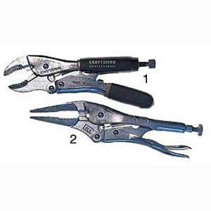Locking Pliers: 1) Curved-jaw; 2) Long-nose
