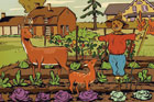 illustration of deer in a garden