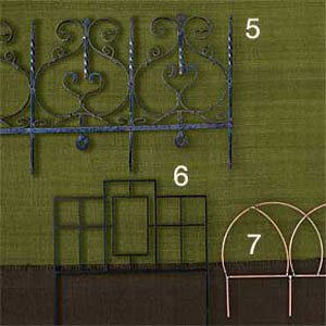 wrought iron, painted steel, copper coated edging