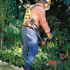 Cutting brush with a string trimmer