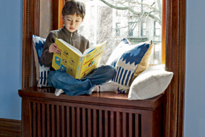 boy on radiator