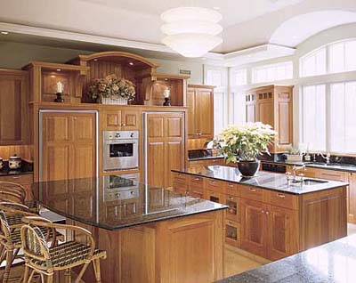 Kitchen Cabinet Island on Modern  Wood Kitchen With  Tree Floor Countertop Cabinets And Chairs