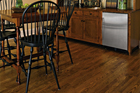 kitchen/dining area from a basement remodel with engineered wood flooring