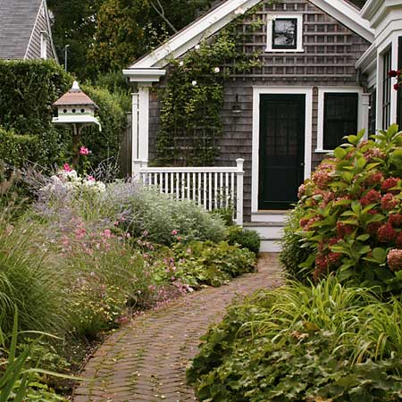 brick path in herringbone pattern