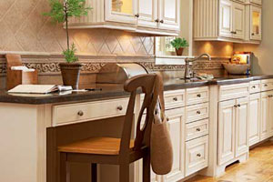 A desk extension at the end of a long run of countertop