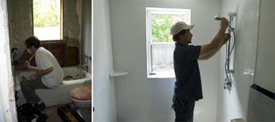 Demolishing old tub and installing new disabled-access shower