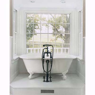 A new tub alcove created from an existing wooden deck
