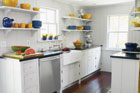 bright open galley kitchen from period u-shape layout
