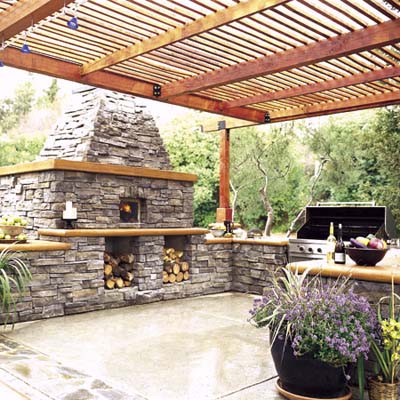 Kitchen Oven on Pizza Oven And Pergola In Outdoor Kitchen