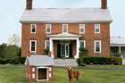 colonial-style doghouse