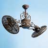 Victorian-style ceiling fan with two rotating ventilators