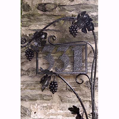 metal grape vine with hammered iron numbers