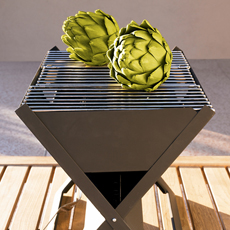 portable grill, artichokes