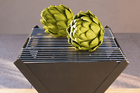 portable grill, artichokes