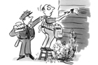 cartoon of police issuing ticket for painting house on Sunday