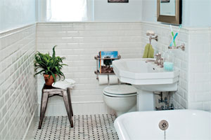 bath remodeled in a classic twenties style