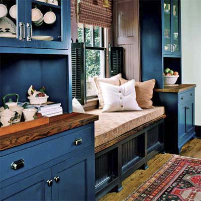 vintage kitchen style storage window seat
