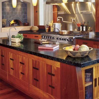 Black Countertops on Black Granite Stone Countertop In Zen Style Wood Kitchen